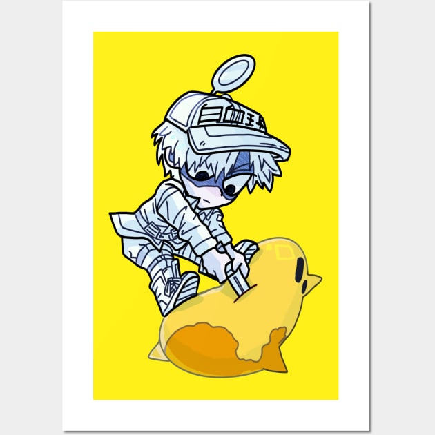 HATARAKU SAIBO ! CELLS AT WORK WHITE BLOOD CELL CHIBI KILLING POLLEN Wall Art by Angsty-angst